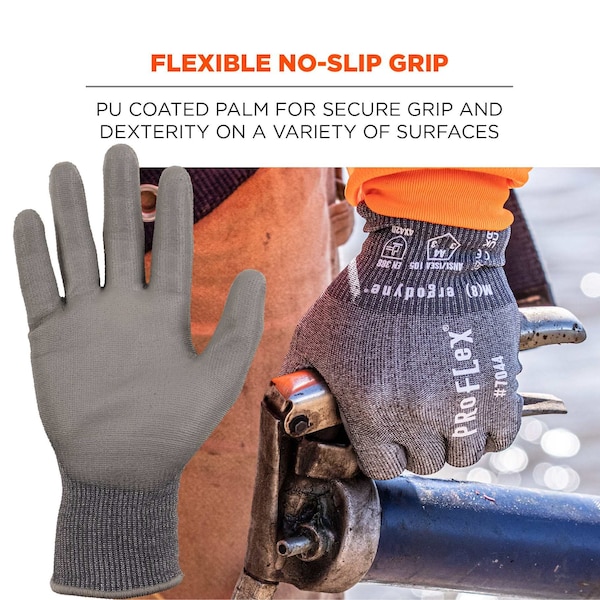 ANSI A4 PU Coated CR Gloves, Gray, Size XXL